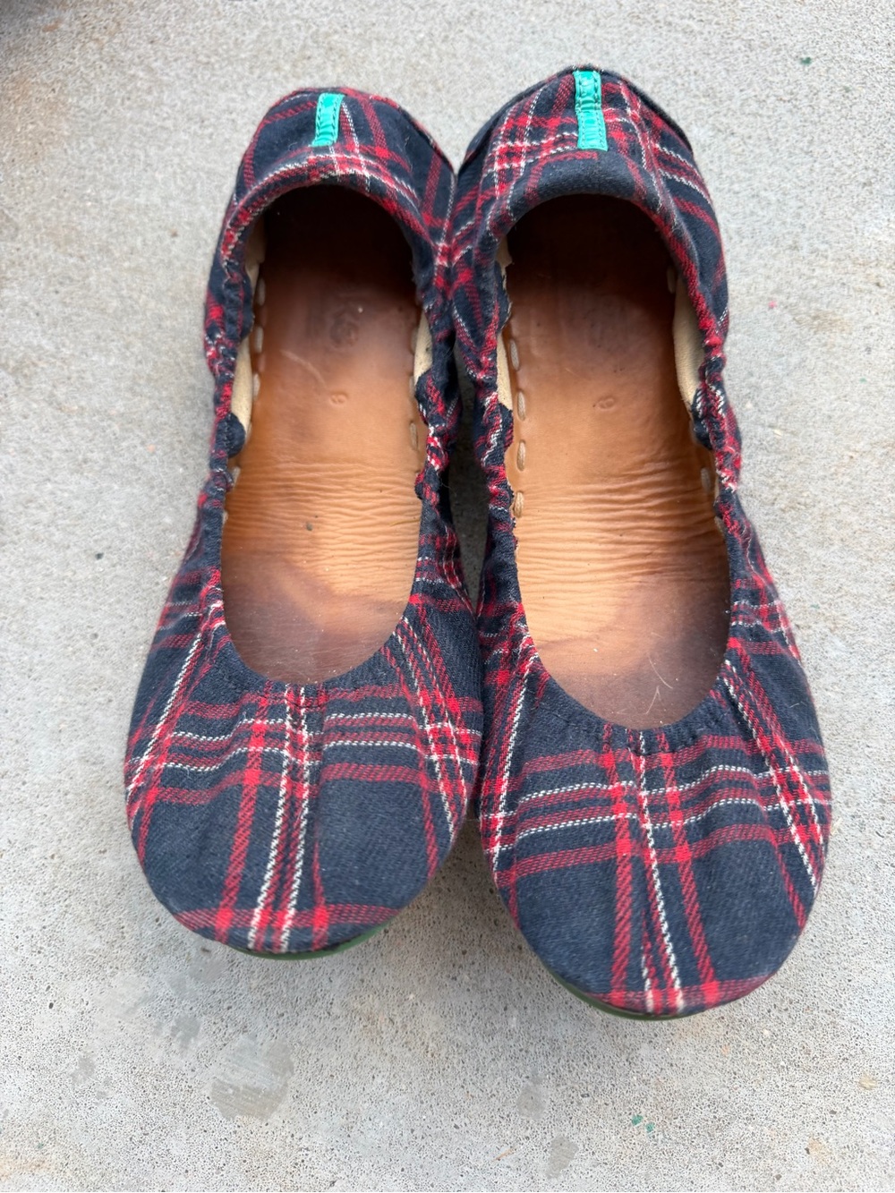 Tieks Heritage Plaid Ballet Flats Fold Up Shoes Travel Red Blue Sz 9 - Picture 7 of 9